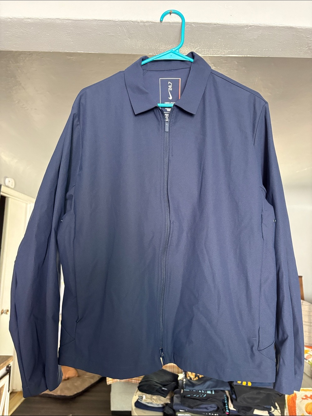 Nike Men's Navy Blue Lightweight Zip Shirt Jacket